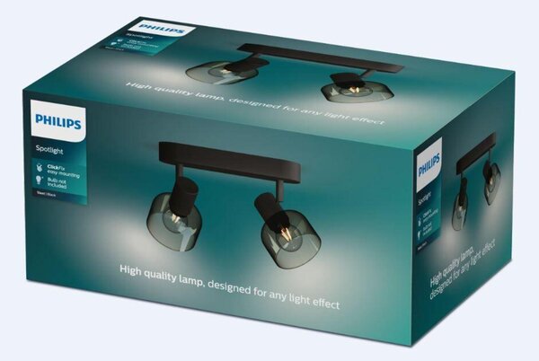Philips Sleet bodové svítidlo 2x E14 25W bez zdroje 24cm IP20, černé