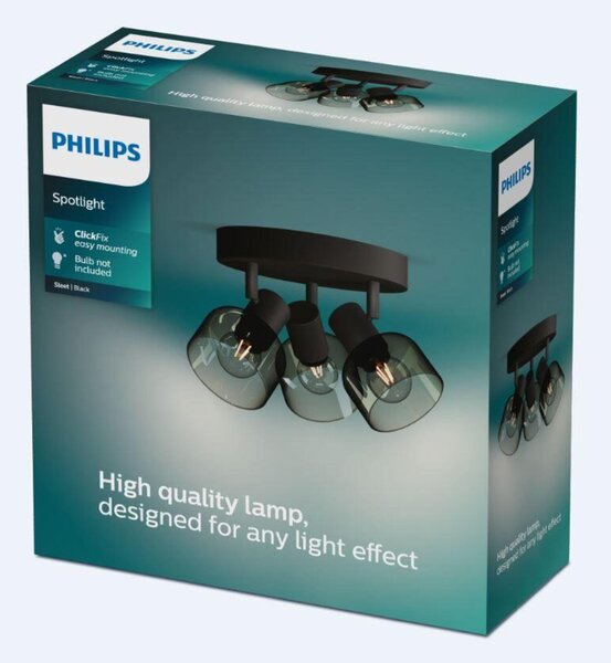 Philips Sleet bodové svítidlo 3x E14 25W bez zdroje 20cm kulaté IP20, černé