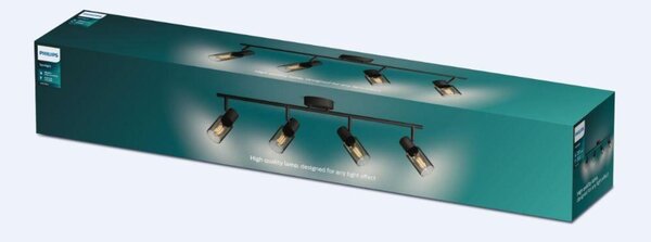 Philips Palms bodové svítidlo 4x E14 25W bez zdroje 69,5cm IP20, černé