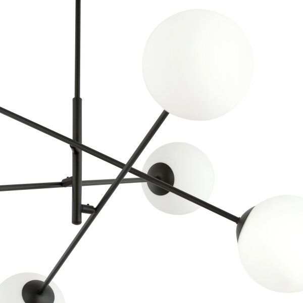 Lustr na tyči LINEAR 6xE14/10W/230V černá/bílá
