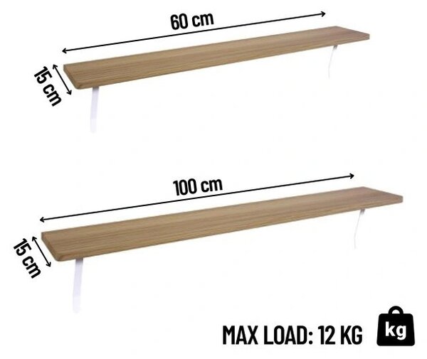Radifloat™ Nástěnná Polička Na Radiátor, Bílý dub 60 cm