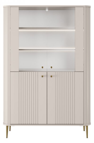Vitrína Vesper 103 cm čtyřdveřová - kašmír / zlaté nohy
