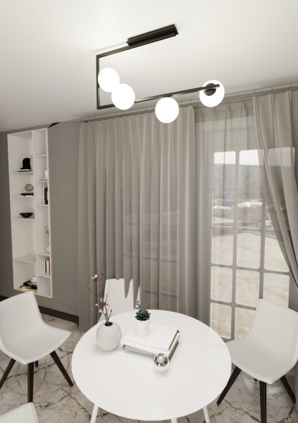 Lustr na tyči SOMA 4xE14/10W/230V černá/bílá