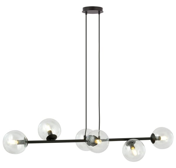 Lustr na lanku ROSSI 6xE14/10W/230V černá/čirá