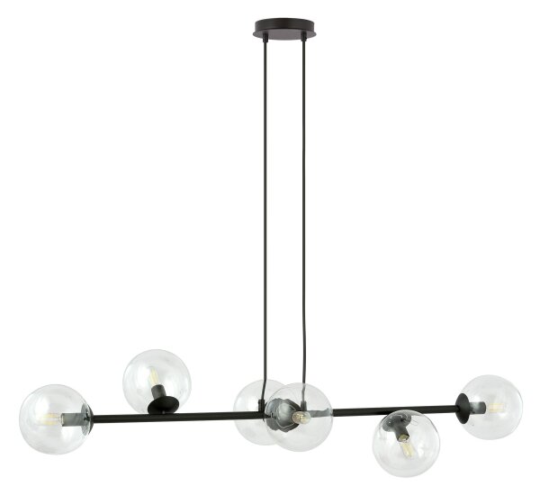 Lustr na lanku ROSSI 6xE14/10W/230V černá/čirá
