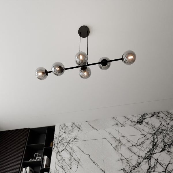 Lustr na lanku ROSSI 6xE14/10W/230V černá/šedá