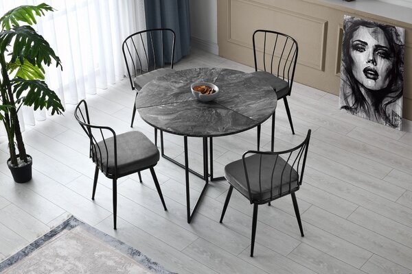 Kalune Design Sada 4 ks jídelních židlí Yildiz černá/tmavě šedá