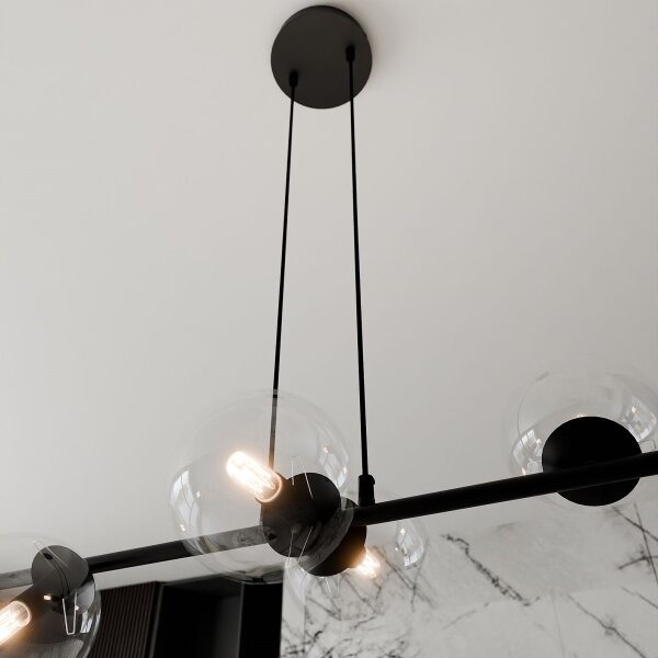 Lustr na lanku ROSSI 6xE14/10W/230V černá/čirá