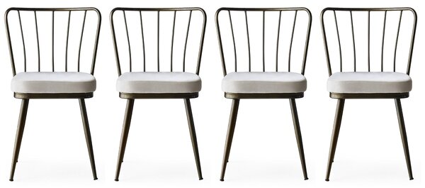 Kalune Design Sada 4 ks jídelních židlí Yildiz hnědá/béžová
