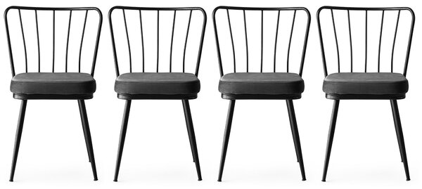 Kalune Design Sada 4 ks jídelních židlí Yildiz černá/tmavě šedá
