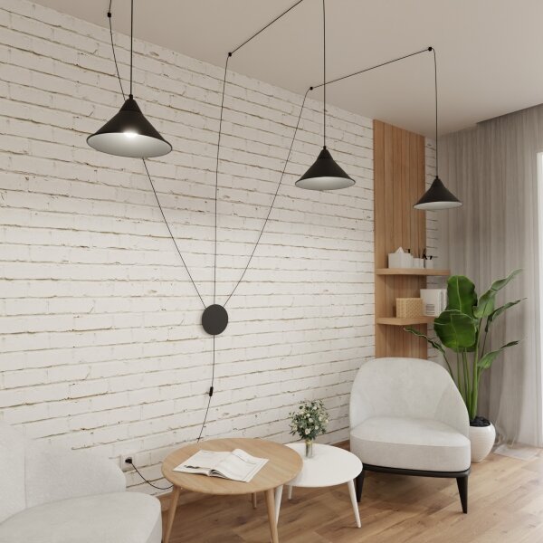 Lustr na lanku ABRAMO 3xE27/15W/230V černá