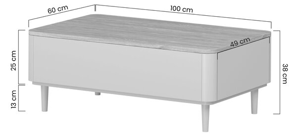Konferenční stolek Elivo 100 cm na nožkách - eukalyptus / dub baltic dune