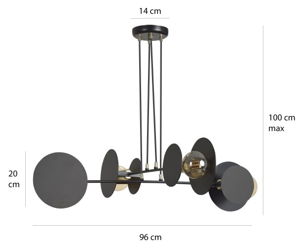 Lustr na lanku IDEA 4xE27/15W/230V černá