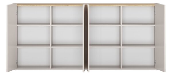 Komoda Elivo 200 cm čtyřdveřová - kašmír / olejovaný dub