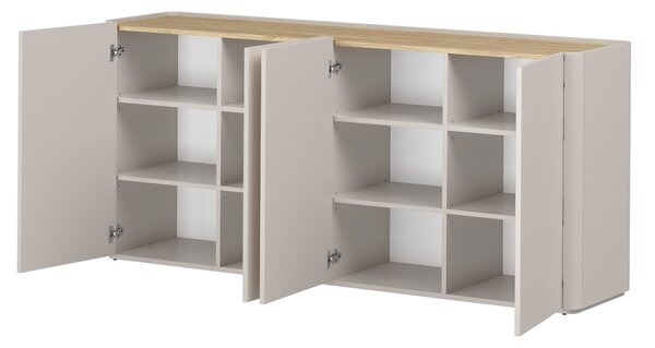 Komoda Elivo 200 cm čtyřdveřová - kašmír / olejovaný dub