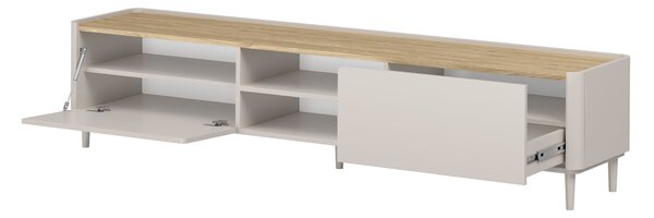 TV stolek Elivo 220 cm na nožkách - kašmírová / dub olejovaný