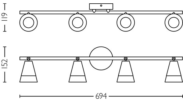Philips - Bodové svítidlo CLEFT 4xGU10/5W/230V