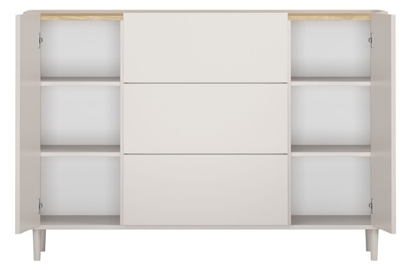 Komoda Elivo 150 cm se zásuvkami na nožkách - kašmír / olejovaný dub