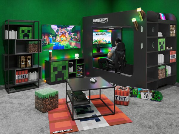 VYSOKÁ POSTEL 120/200 cm, černá Minecraft - Dětské pokoje sestavy