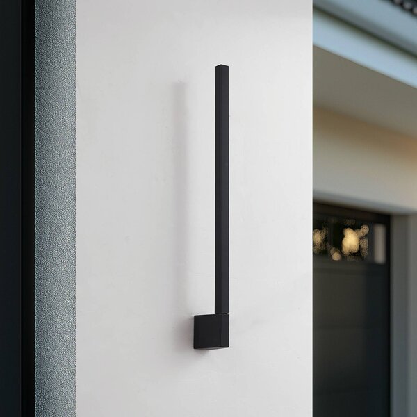 Lindby LED nástěnné světlo Neano, 60 cm, černé, kov, IP54, Černá, Hliník, Moderní