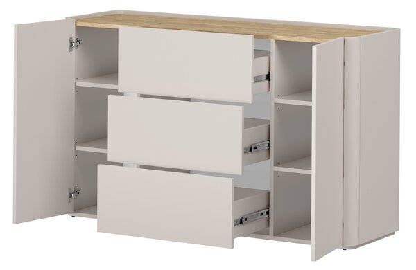 Komoda Elivo 150 cm se zásuvkami - kašmír / olejovaný dub