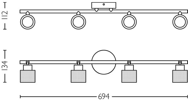 Philips - Bodové svítidlo NIALL 4xGU10/5W/230V černá/mosaz