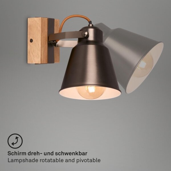 Briloner 2406-014 - Nástěnné bodové svítidlo RETRO 1xE27/40W/230V hnědá