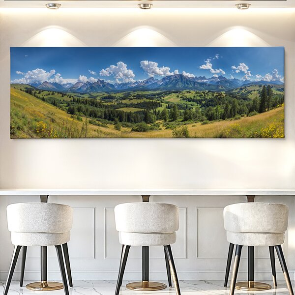 Obraz na plátně - Tam kde se hory s mraky setkají FeelHappy.cz Velikost obrazu (šířka x výška): 60 x 20 cm