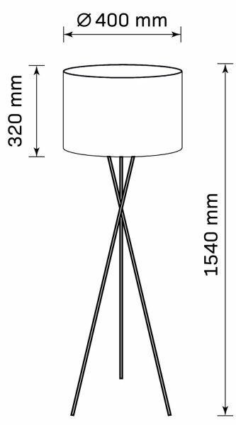 Stojací lampa TEKLA 1xE27/20W/230V černá