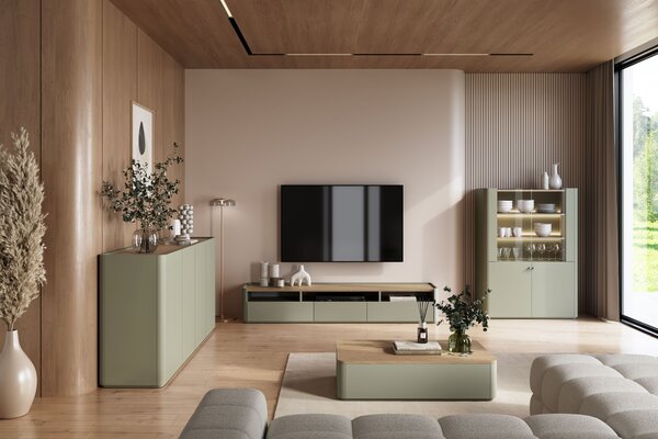 TV stolek Elivo 200 cm - eukalyptus / dub baltic dune