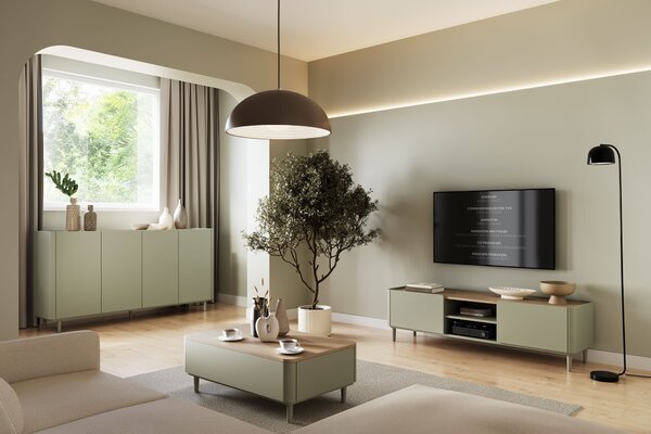 Konferenční stolek Elivo 100 cm na nožkách - eukalyptus / dub baltic dune