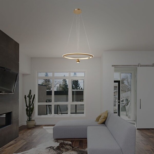 LED Lustr na lanku LED/45W/230V 3000K pr. 62 cm zlatá