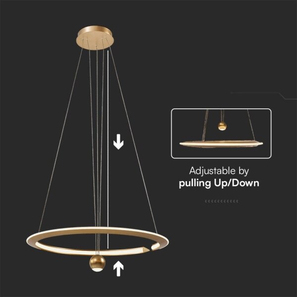 LED Lustr na lanku LED/45W/230V 3000K pr. 62 cm zlatá