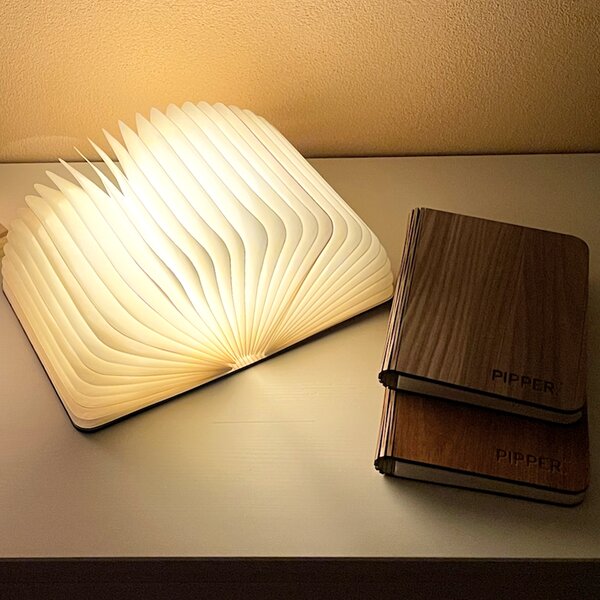 LED svítící kniha - barva dub - 16x21cm