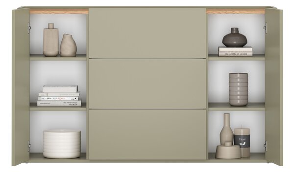 Komoda Elivo 150 cm se zásuvkami - eukalyptus / dub baltic dune