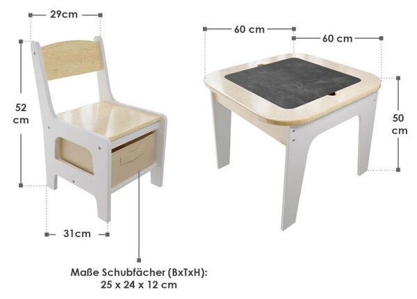 Dětský stůl a židle 3v1 s deskou pro stavebnice typu LEGO®
