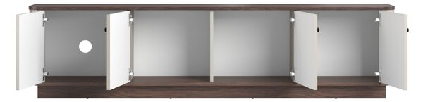 TV stolek Vesper 4D 187 cm na soklu - kašmír / ořech / černé úchyty