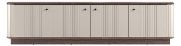 TV stolek Vesper 4D 187 cm na soklu - kašmír / ořech / černé úchyty