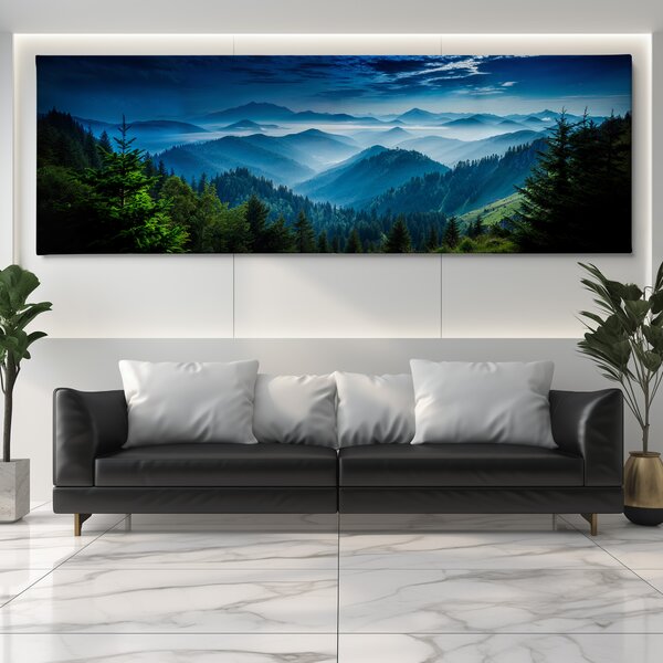Obraz na plátně - Podvečerní pohoda v horském oparu FeelHappy.cz Velikost obrazu (šířka x výška): 60 x 20 cm