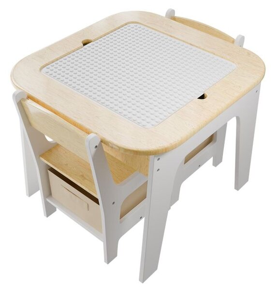 Dětský stůl a židle 3v1 s deskou pro stavebnice typu LEGO®