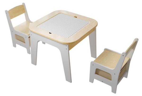 Dětský stůl a židle 3v1 s deskou pro stavebnice typu LEGO®