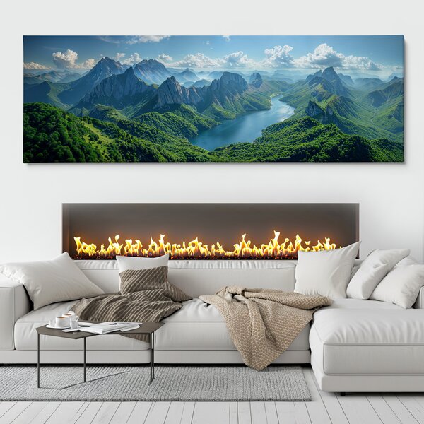 Obraz na plátně - Jezero skryté v horách FeelHappy.cz Velikost obrazu (šířka x výška): 60 x 20 cm