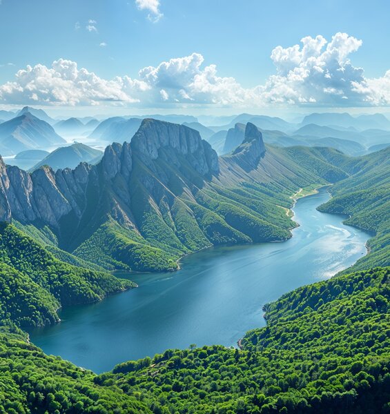 Obraz na plátně - Jezero skryté v horách FeelHappy.cz Velikost obrazu (šířka x výška): 60 x 20 cm