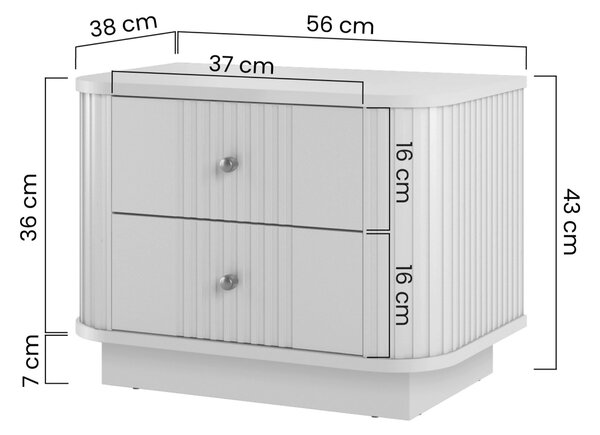 Sada nočních stolků Vesper 56 cm - černá / zlaté úchytky