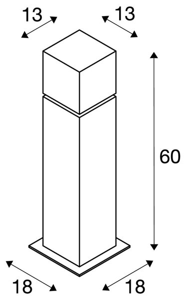 LA 1000345 SQUARE POLE 60 - BIG WHITE (SLV)