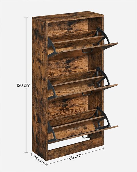 VASAGLE Vyklápěcí botník 60x24x120cm hnědý