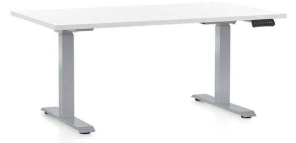 Výškově nastavitelný stůl OfficeTech D, 140 x 80 cm - šedá podnož Barva: Třešeň