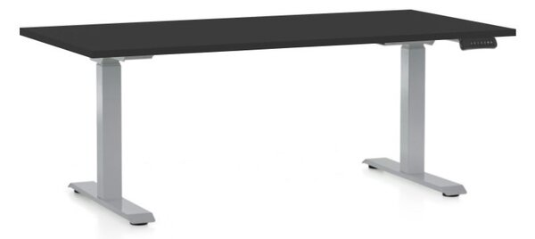 Výškově nastavitelný stůl OfficeTech D, 140 x 80 cm -šedá podnož Barva: Černá