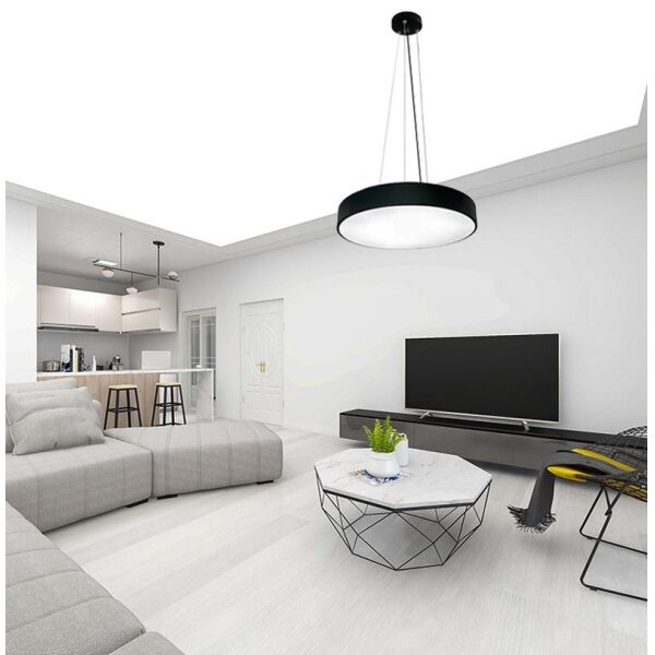 LED Stmívatelný lustr na lanku LED/50W/230V 3000-6500K černá + dálkové ovládání