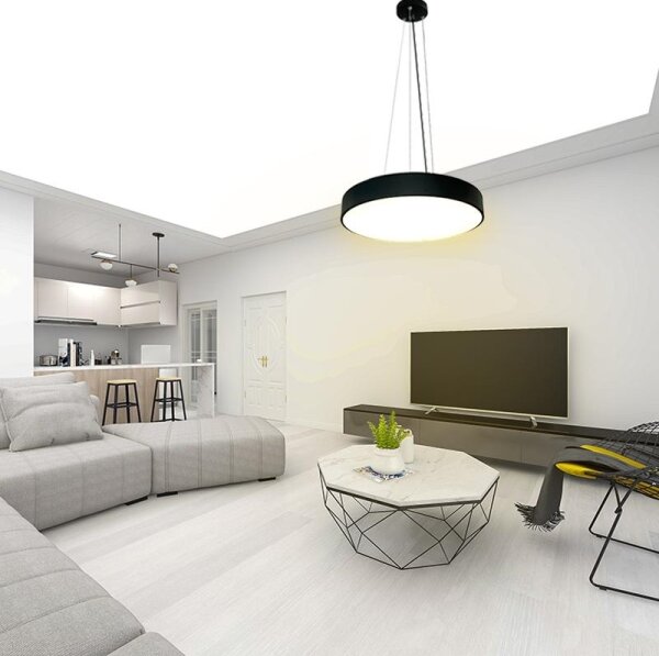 LED Stmívatelný lustr na lanku LED/50W/230V 3000-6500K černá + dálkové ovládání